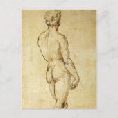 Studie van Michelangelo's David-beeld door Raphael Briefkaart (Voorkant)