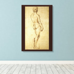 Studie van Michelangelo's David-beeld door Raphael Canvas Afdruk