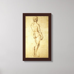 Studie van Michelangelo's David-beeld door Raphael Canvas Afdruk