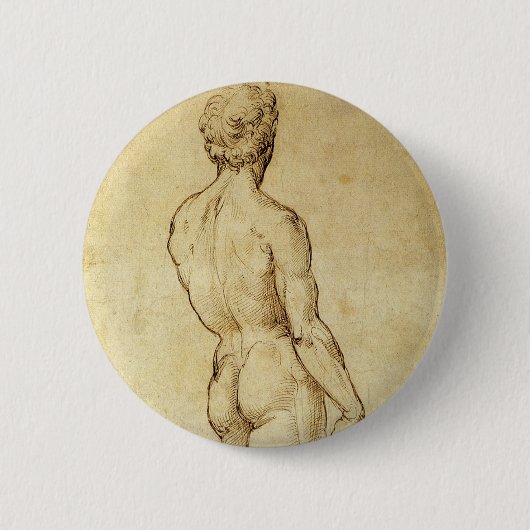 Studie van Michelangelo's David-beeld door Raphael Ronde Button 5,7 Cm (Voorkant)