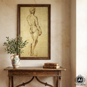 Studie van Michelangelo's David-beeldhouwwerk door Poster