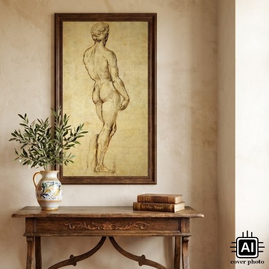 Studie van Michelangelo's David-beeldhouwwerk door Poster