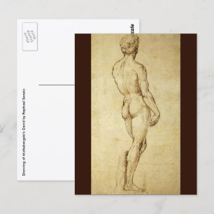 Studie van Michelangelo's David-standbeeld door Ra Briefkaart