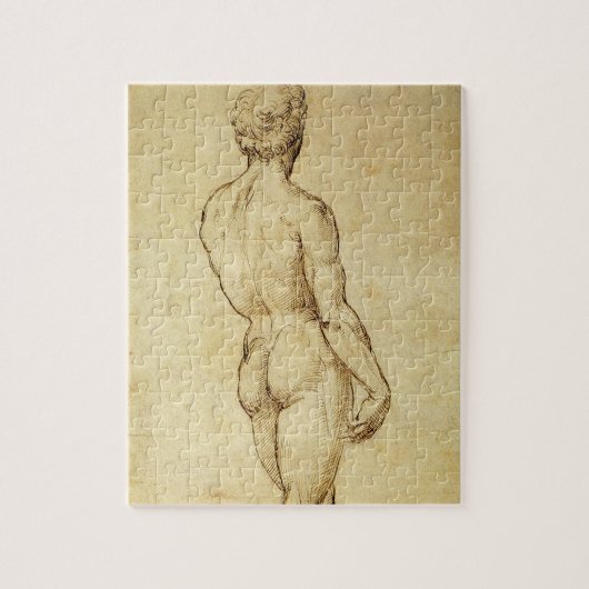 Studie van Michelangelo's David-standbeeld door Ra Legpuzzel (Verticaal)