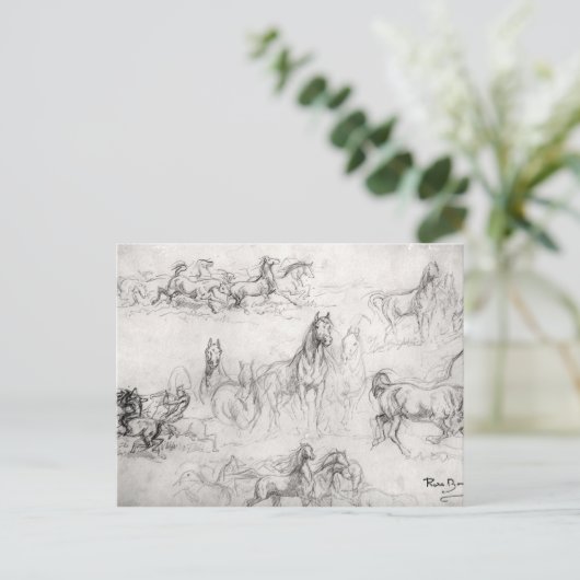 Studie van Paarden Briefkaart (Staand voorkant)