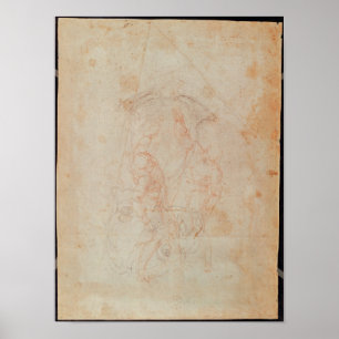 Studie van twee mannelijke figuren poster