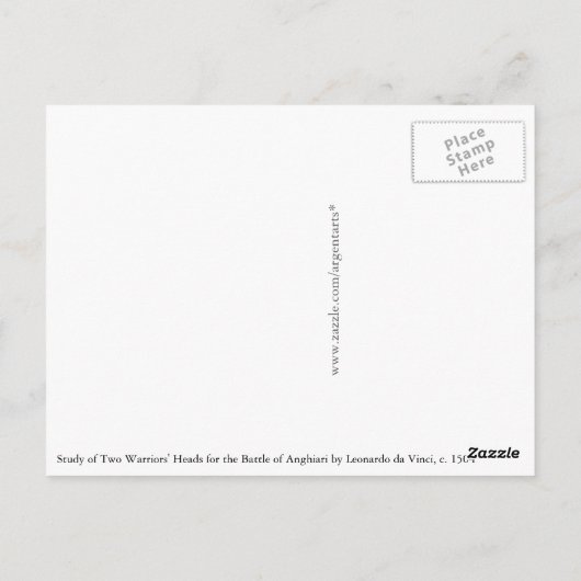 Studie van twee 'Warriors'-hoofden van Leonardo da Briefkaart (Achterkant)