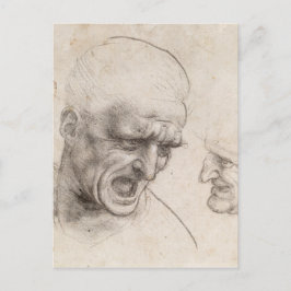 Studie van twee 'Warriors'-hoofden van Leonardo da Briefkaart