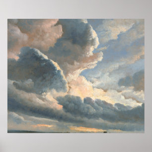 Studie van wolken met een zonsondergang nabij Rome Poster