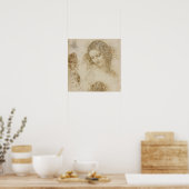 Studie voor de kop van Leda door Leonardo da Vinci Poster (Keuken)