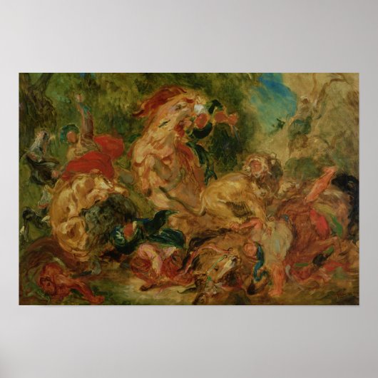 Studie voor de Lion Hunt, 1854 Poster (Voorkant)