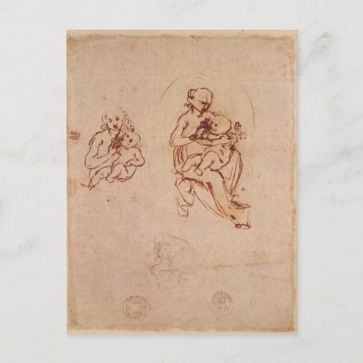 Studie voor de Maagd en het Kind, c.1478-1480 Briefkaart (Voorkant)