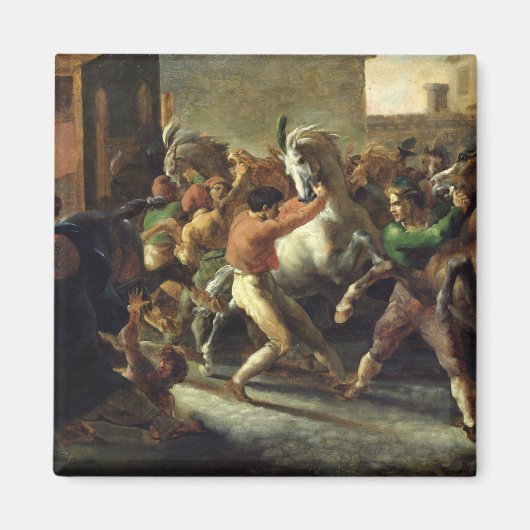 Studie voor de razen van de Barbaarse paarden, 181 Magneet (Voorkant)