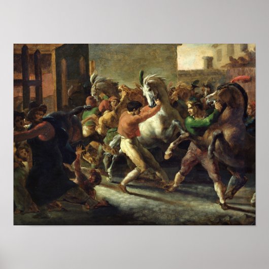 Studie voor de razen van de Barbaarse paarden, 181 Poster (Voorkant)
