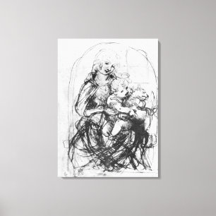 Studie voor een Madonna met een kat, c.1478-80 Canvas Afdruk