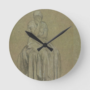Studie voor eenzaamheid, c.1890 (krijt op papier) ronde klok