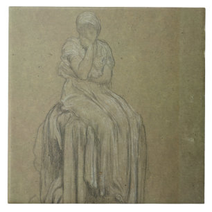 Studie voor eenzaamheid, c.1890 (krijt op papier) tegeltje