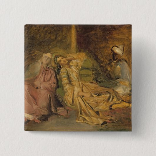 Studie voor het binnenland van een harem vierkante button 5,1 cm (Voorkant)