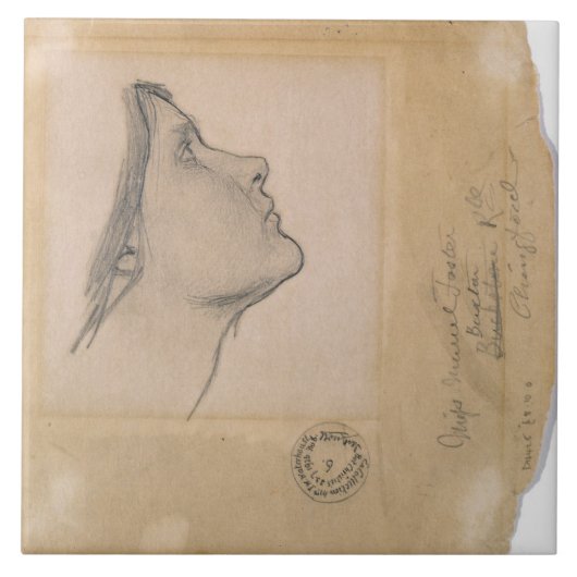 Studie voor "Lamia", c.1904-05 (potlood op papier) Tegeltje (Voorkant)