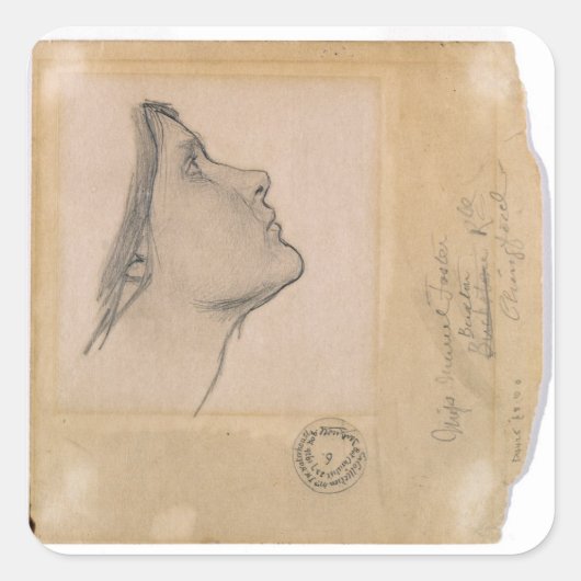 Studie voor "Lamia", c.1904-05 (potlood op papier) Vierkante Sticker (Voorkant)