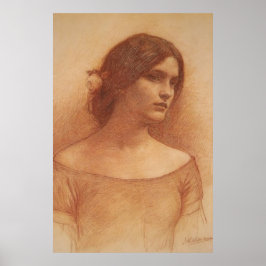 Studie voor 'The Lady Clare' door J W Waterhouse c Poster