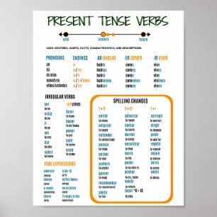 Studiegids voor Spaans Cadeau Tense Verbs Poster