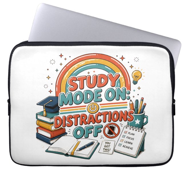 Studiemodus Aan Afleidingen Uit Laptop Sleeve (Voorkant)