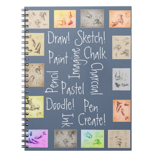 Studies tekenen, verven, ketsen en antieke notitieboek (Voorkant)