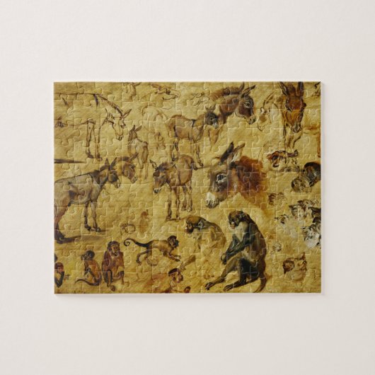 Studies van dieren: ezels, apen, katten en honden legpuzzel (Horizontaal)