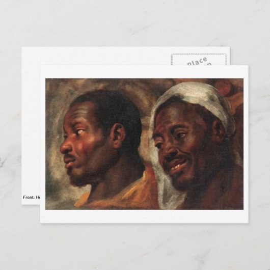 Studies van Jacob Jordaens over twee Afrikaanse ma Briefkaart (Voorkant / Achterkant)