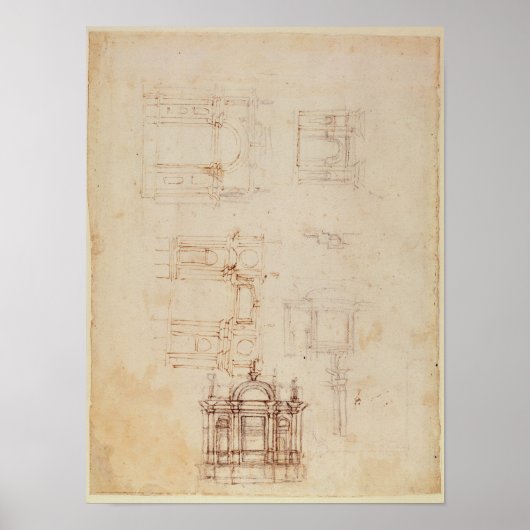 Studies voor de architectonische samenstelling poster (Voorkant)