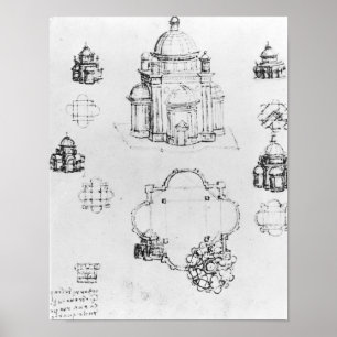 Studies voor de bouw van een gecentraliseerd plan poster