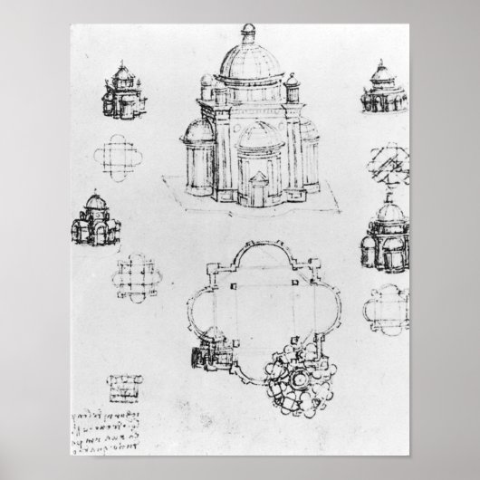 Studies voor een gecentraliseerd plan poster (Voorkant)