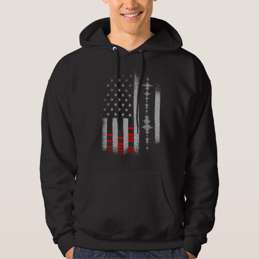 Studio Audio Engineer USA Vlag Sound Guy Tech Hoodie (Voorkant)
