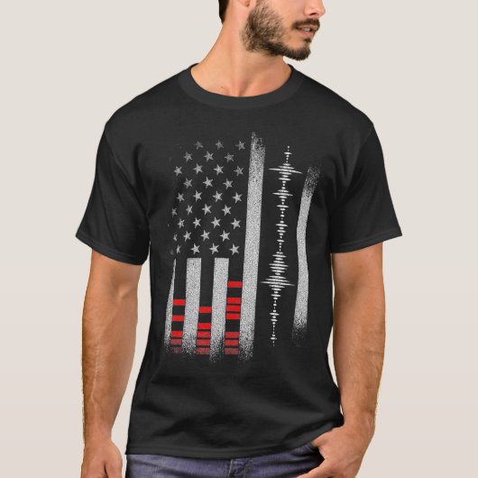 Studio Audio Engineer Verenigde Staten Vlag Sound T-shirt (Voorkant)