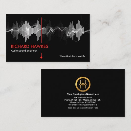 Studio-engineer met dynamometerfrequentie visitekaartje (Voorkant / Achterkant)