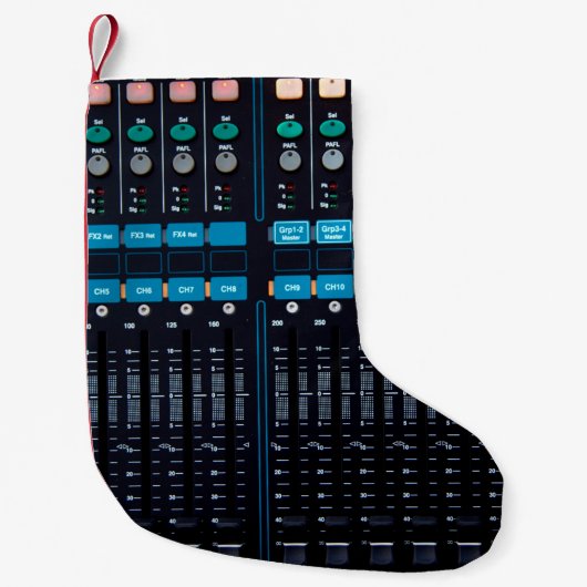 Studio-geluidmixer, technologie-uitrusting voor be kleine kerstsok (Voorkant)