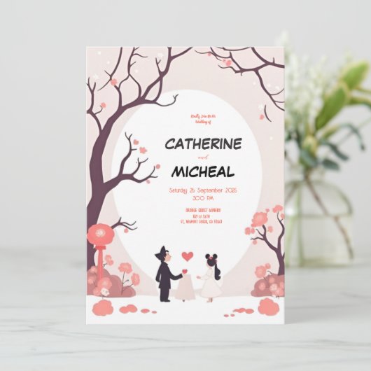 Studio Ghibli stijl gepersonaliseerde bruiloft uit Kaart (Staand voorkant)