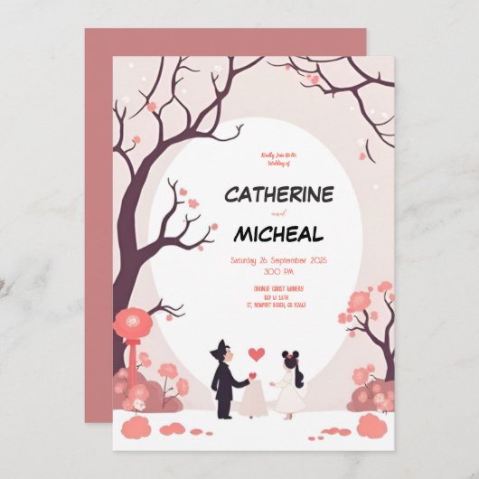 Studio Ghibli stijl gepersonaliseerde bruiloft uit Kaart (Voorkant / Achterkant)