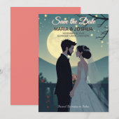 Studio Ghibli stijl Save the Date uitnodiging (Voorkant / Achterkant)