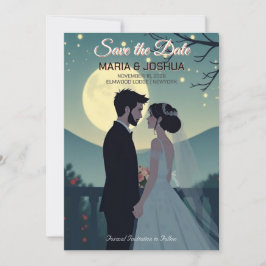 Studio Ghibli stijl Save the Date uitnodiging