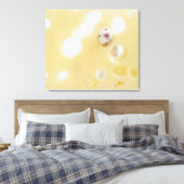 Studio-opname van witte muis die door een gat kijk canvas afdruk (Insitu (Slaapkamer))