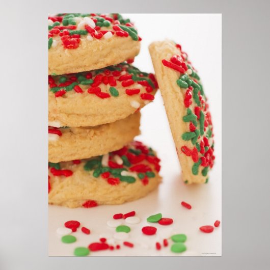 Studio Shot of christmas cookies with sprinkles Poster (Voorkant)