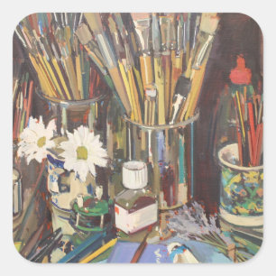 Studio stille levens 2012 vierkante sticker