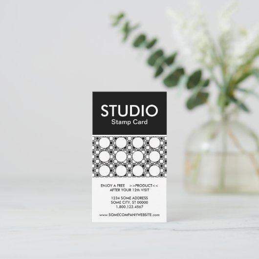 Studio Stripe-stempelkaart Visitekaartje (Staand voorkant)