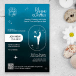 Studioklassen Navy blue star Yoga Flyer<br><div class="desc">Moderne marineblauw waterverf gradiënt ombre met sterren,  geometrische vormen en yoga pose silhouette Yoga instructor studio lerarenklassen flyer for promo and price list. Voeg uw,  logo,  sociale media,  adres en tijdschema toe.</div>