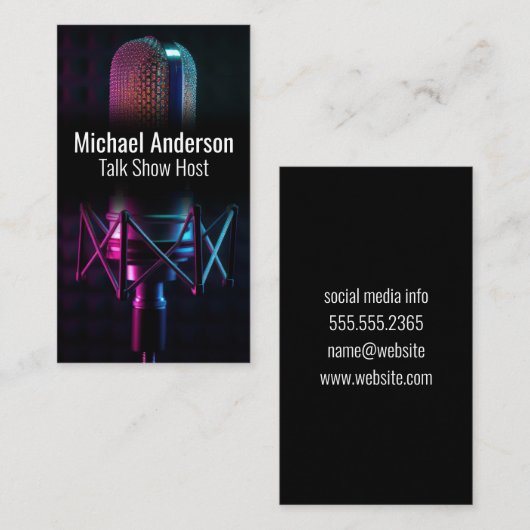 studiomicrofoon | Kleurrijk omgevingslicht Visitekaartje (Voorkant / Achterkant)