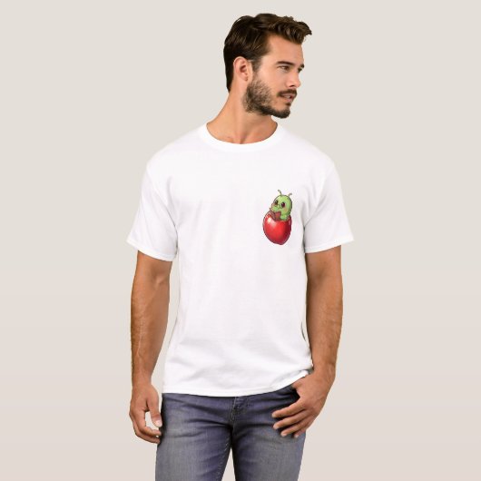 Studious Apple Bookworm Character T-shirt (Voorkant volledig)