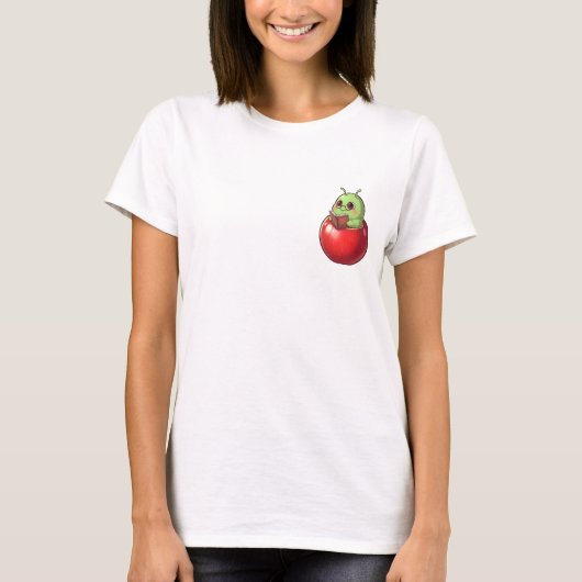 Studious Apple Bookworm Character T-shirt (Voorkant)