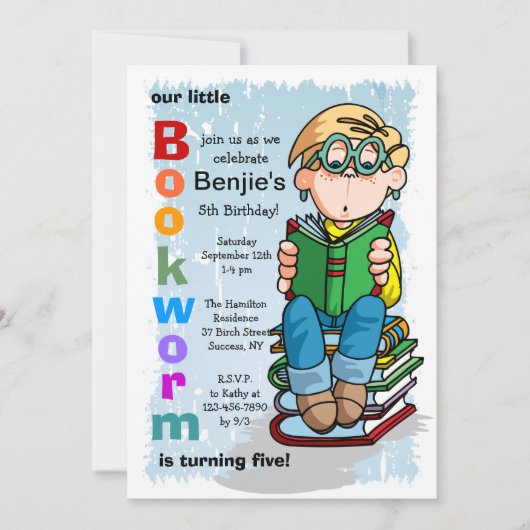 Studious Boy Invitation Kaart (Voorkant)